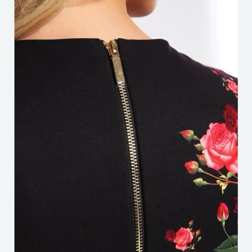 Ted Baker London Mirrie Floral Black Midi Dress sz 1 - Picture 8 of 11